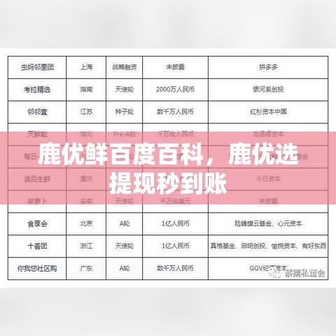 鹿优鲜百度百科，鹿优选提现秒到账