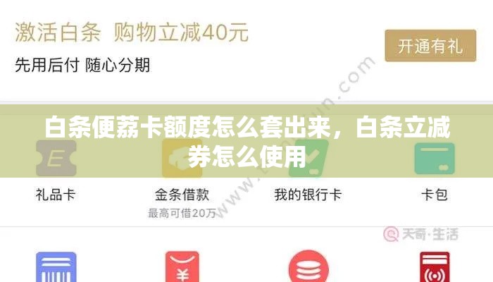 白条便荔卡额度怎么套出来，白条立减券怎么使用